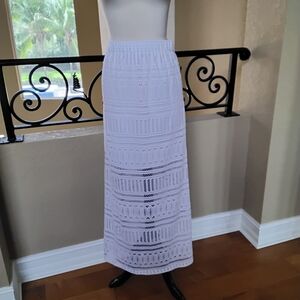 Cache White Crochet Maxi Skirt